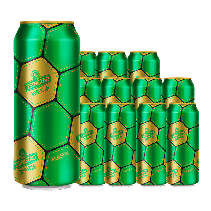 青岛啤酒(TSINGTAO)足球罐啤酒10度500ml*12罐 整箱装 官方直营高清大图