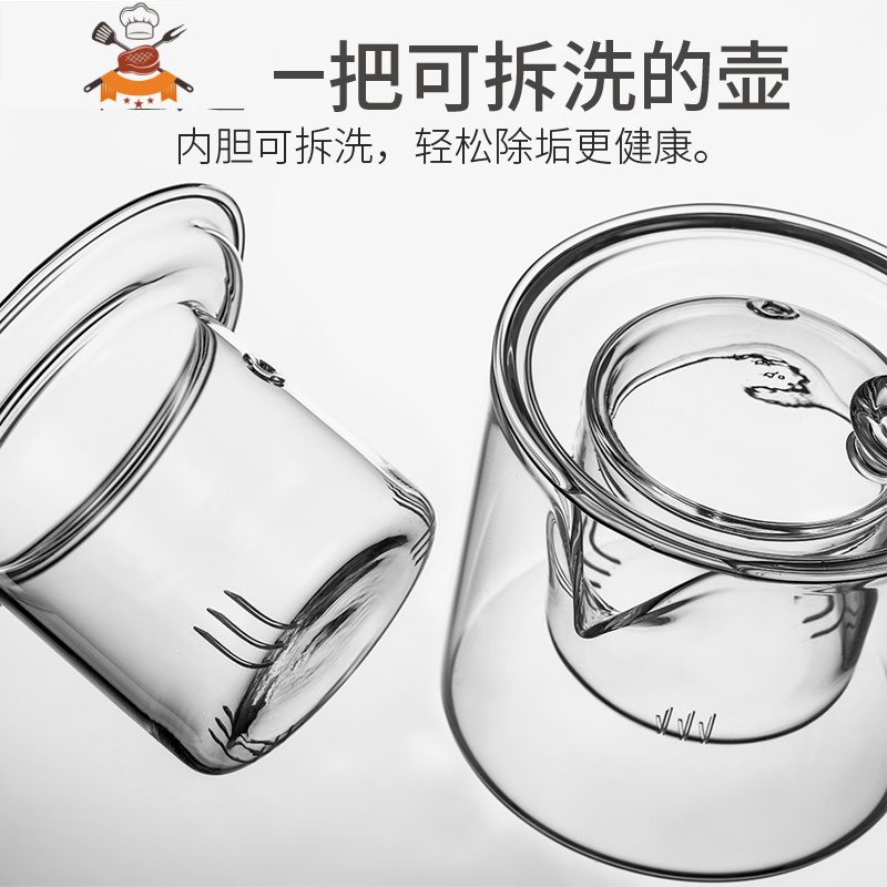敬平玻璃茶具套装功夫茶杯透明家用简约办公室可高温红茶喝茶泡茶壶 葫仙玻璃8件套配茶漏+直身108高清大图