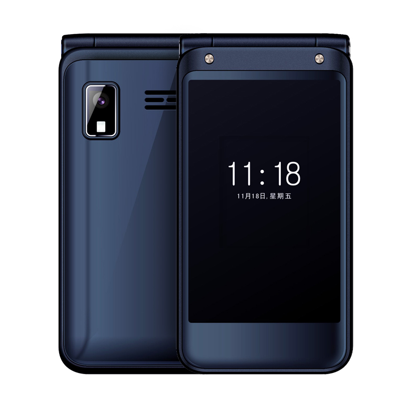 Gionee/金立V3+电信4G翻盖老年手机双屏双卡超长待机大屏大字大声大按键老人机备用商务老年机功能机正品蓝色