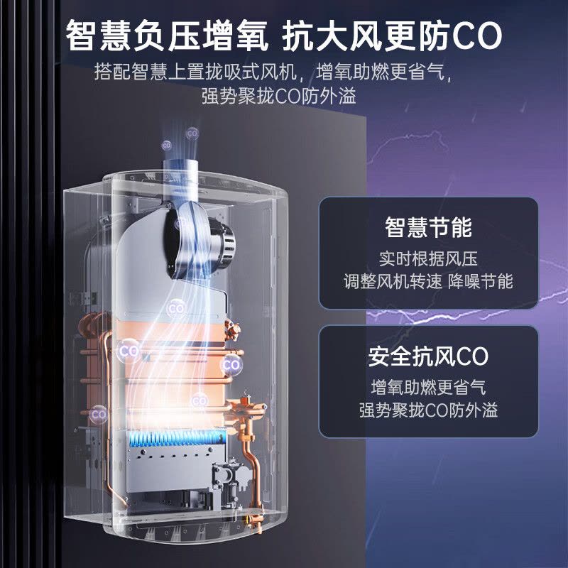 万家乐13升燃气热水器无级变频水伺服恒温负压增氧舱八重降噪家用增容防冻智能控制玻璃美屏JSQ26-13RS8(F)图片