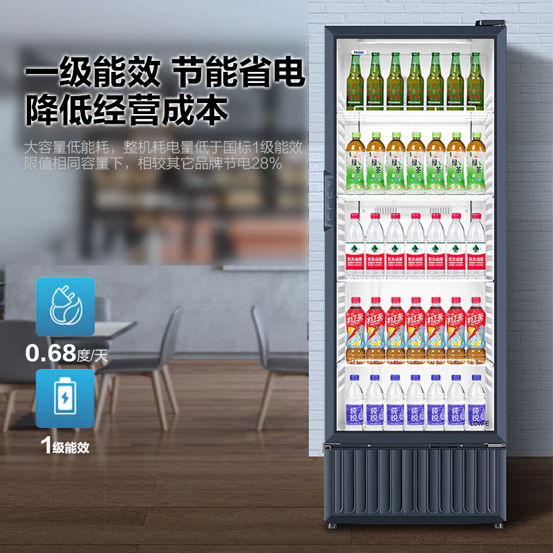 海尔(Haier)展示柜冷藏保鲜柜家用立式冰柜商用大容量冷柜商超便利店啤酒饮料柜SC-339J高清大图