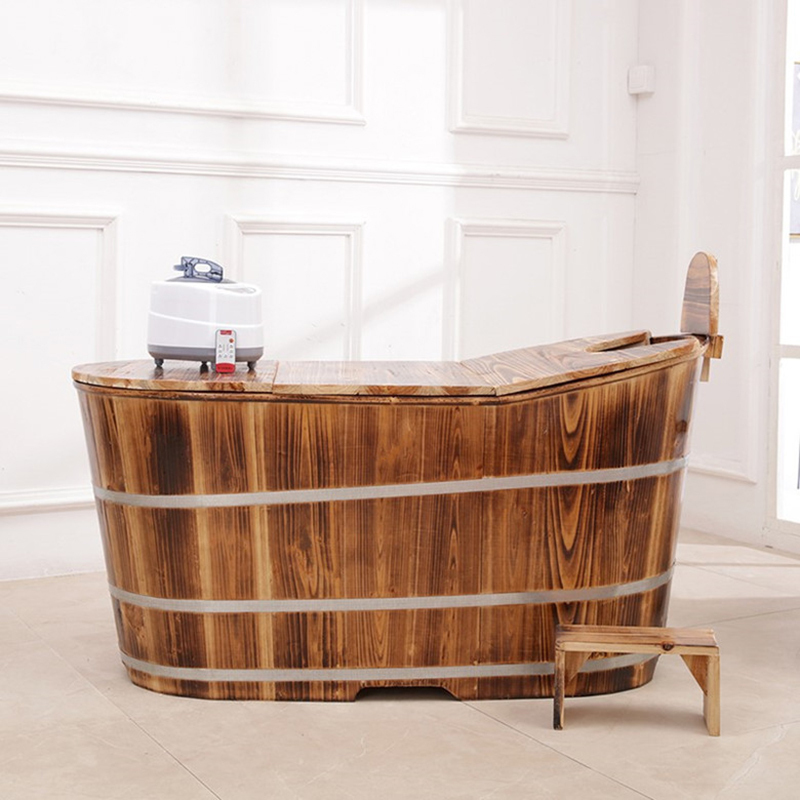 古达加厚木桶浴桶沐浴桶成人泡澡桶汗蒸熏蒸桶浴缸浴盆木质浴盆