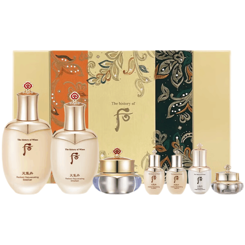 后(Whoo)新款天气丹 花献/华泫光彩紧颜 水乳霜护肤7件套装套盒 滋润营养 紧致祛黄图片