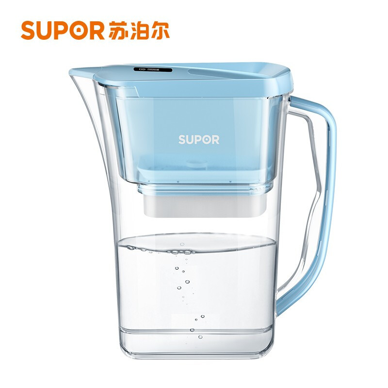 苏泊尔(SUPOR)过滤净水器 家用滤水壶 自来水过滤器净水壶 J-UF01(蓝色)一壶六芯