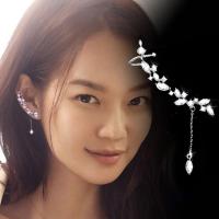 韩国气质女假耳钉纯银耳环长款流苏无洞耳夹无耳洞耳骨夹耳挂耳饰送女朋友老婆生日礼物送女朋友七夕情人节礼物