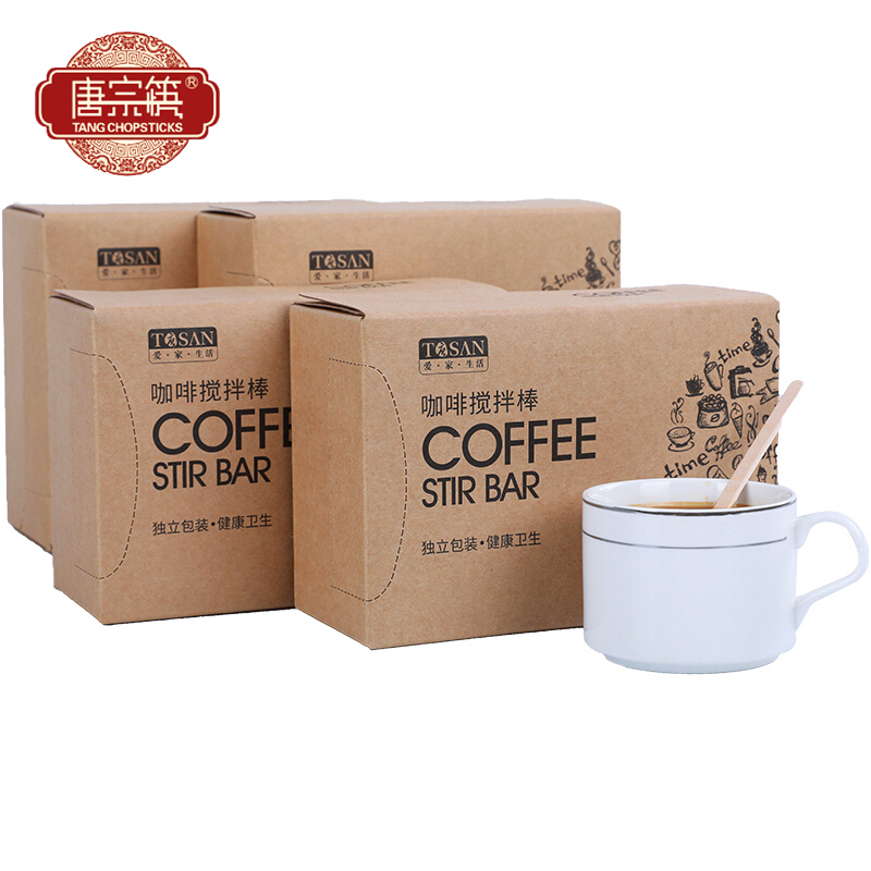 唐宗筷 咖啡搅拌棒一次性使用 木质咖啡调棒 14cm 1000支 C6656
