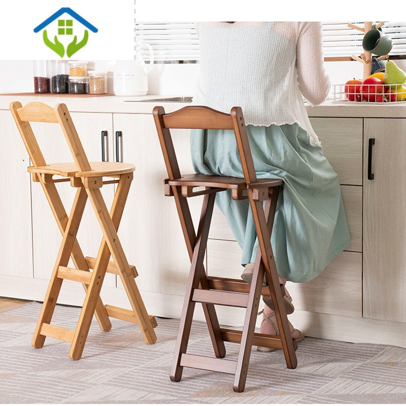 御蓝锦折叠登高凳子吧台凳高脚凳梯凳厨房高板凳简约现代家用楠竹酒吧