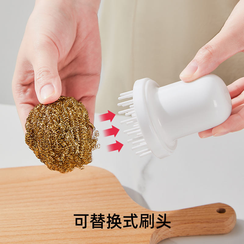 梵特 厨房锅刷碗刷 家用去污刷 洗锅刷洗碗手握刷 厨房灶台清洁锅碗碟钢丝刷高清大图