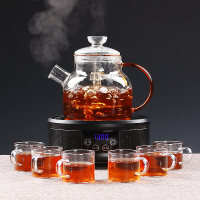 尚帝 全玻璃蒸茶壶蒸汽壶大容量加厚耐热蒸茶器煮黑茶壶电陶炉套装茶具
