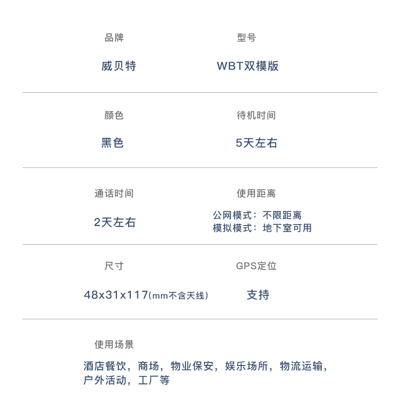 威贝特 WBT P58双模对讲机 4G公网模拟 全国通50公里 不限距离车载台GPS定位 大功率户外自驾游车队 免年费