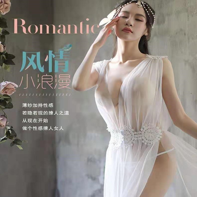 新款情趣内衣性感免脱露乳女式情趣睡衣女士长裙蕾丝透明薄纱成人透视火那睡裙长款仙女裙破洞开档夜店制服成人性用品长夜漫漫高清大图