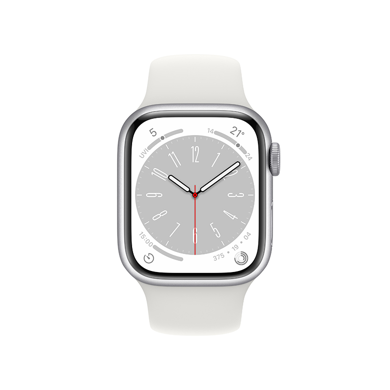 Apple Watch Series 8 智能手表 蜂窝版 41mm 银色铝金属表壳 运动型表带