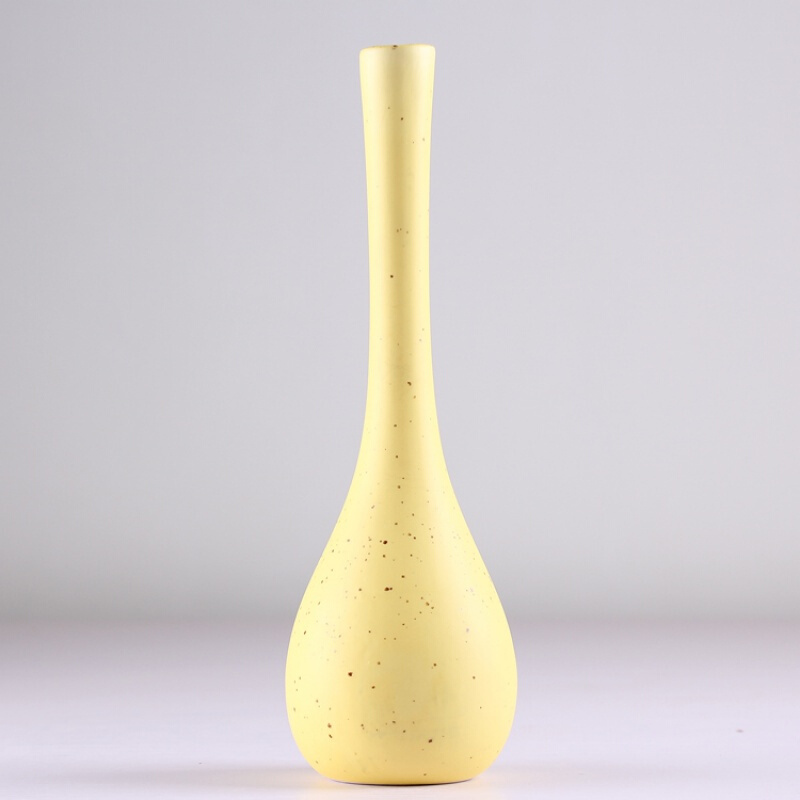 马卡龙花插摆件陶瓷水培创意简约小花瓶家居装饰品花器桌面黄色亚光花插-黄色06小