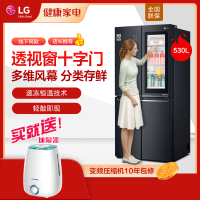 LG F529MC76 530L黑色 十字对开门 四门 玻璃窗敲击立现 智能恒温保鲜 分类保鲜 冰箱