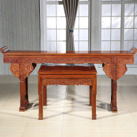 刺猬紫檀红木家具中堂四件套花梨木中堂条案神台农村家用供桌供台 整装_中堂六件套（2.8m）