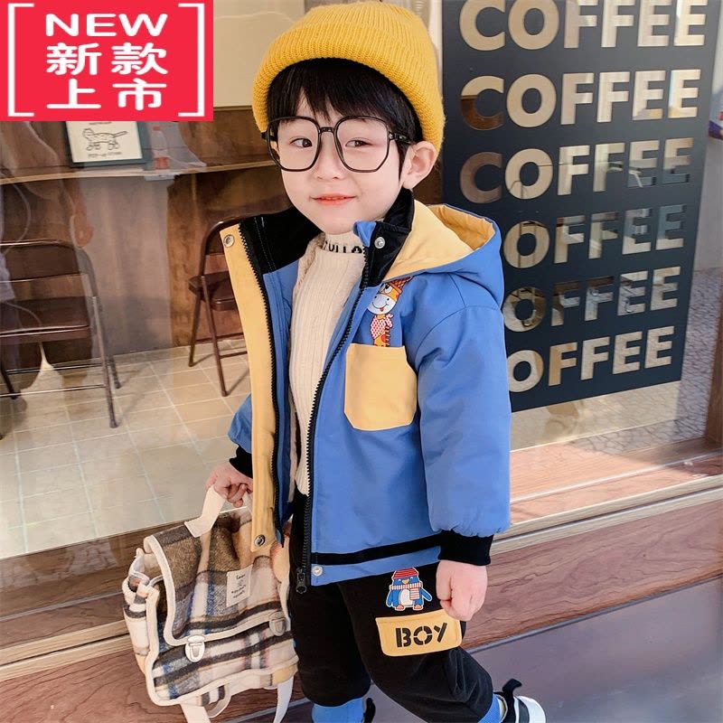 可莉允男宝宝加绒棉衣套装秋冬装1一3岁儿童装男童棉服婴儿外套加厚冬季图片