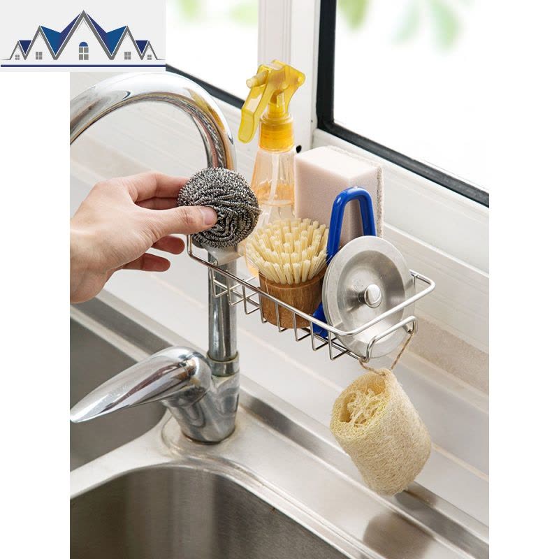 水龙头置物架厨房抹布沥水架免打孔水挂篮水池收纳架 三维工匠图片