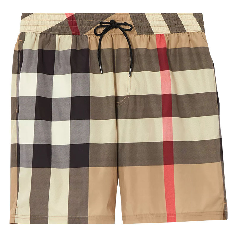 burberry博柏利巴宝莉男女驼色格纹格纹抽绳式游泳裤五分裤80172941