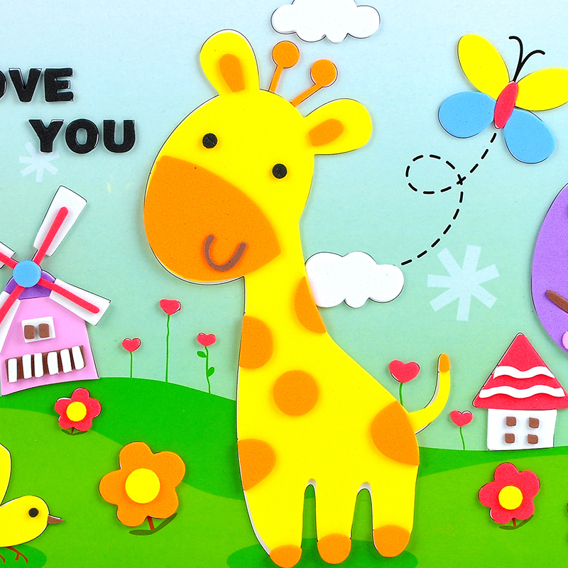 正版幼儿园手工diy儿童手工制作材料包益智创意eva粘贴画立体卡通贴纸