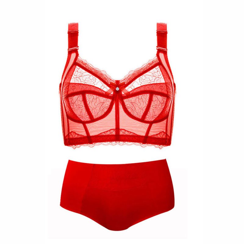 胸新娘文胸本命年女鼠年红色内衣女结婚新娘胸罩无钢圈薄款胸显小文胸