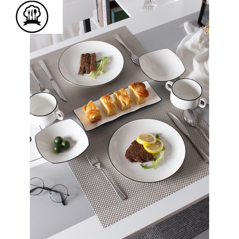 敬平jingping简约西餐牛排盘套装创意陶瓷餐具北欧家用牛排刀叉盘子