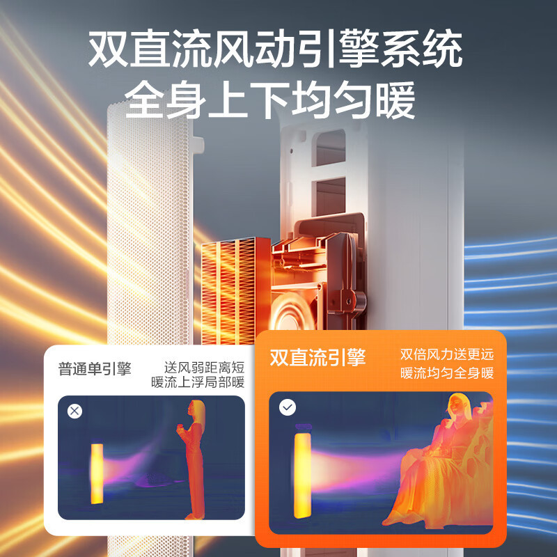 艾美特石墨烯暖风机家用塔式立式取暖器客厅大空间速热电暖器加高机身广角摇头轻音节能热风机HP21-K36