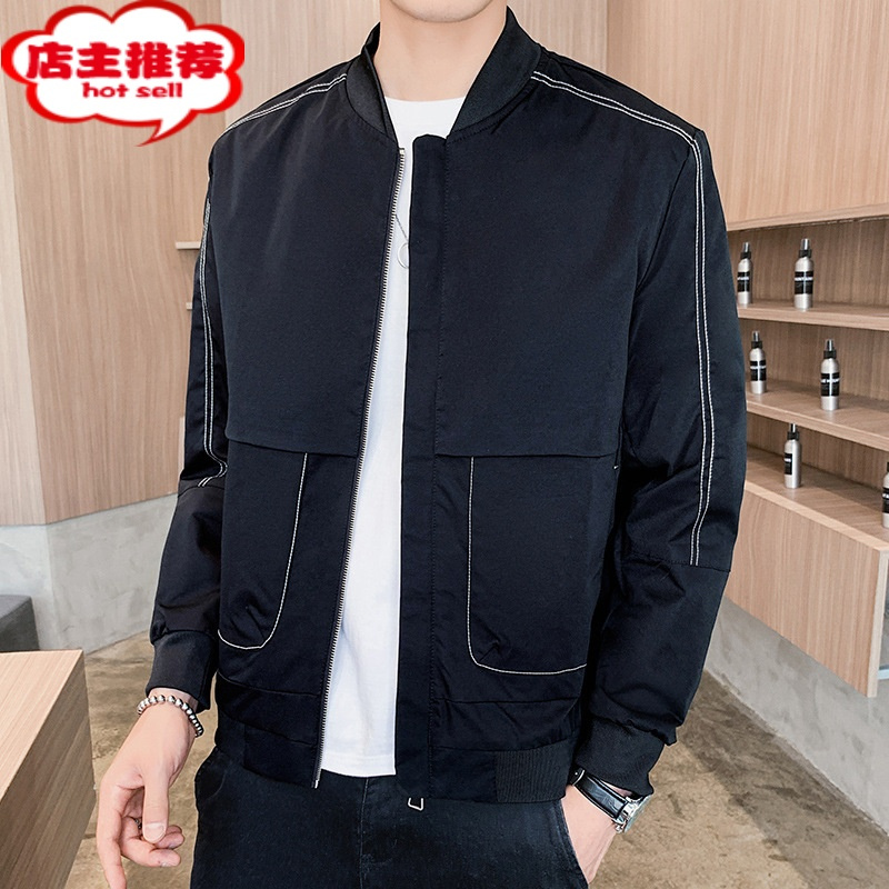 SHANCHAO棒球领外套男士2023新款潮流休闲宽松爸爸工装夹克衫上衣服