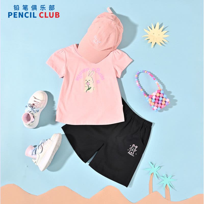 [1件3折]铅笔俱乐部童装2025夏装新款女童裤子儿童五分裤休闲小宝宝短裤图片