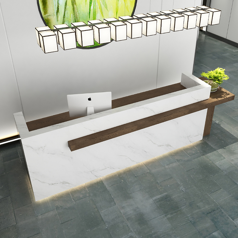 艺可恩复古收银台吧台仿大理石服装店简约现代公司前台接待台
