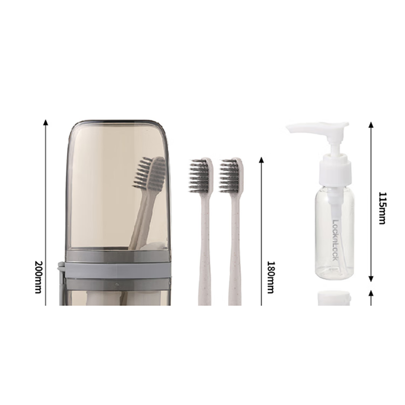 乐扣乐扣LTZ524FU旅行收纳五件套 8×6×20.2cm软毛牙刷2+多功能分装瓶2+收纳盒高清大图
