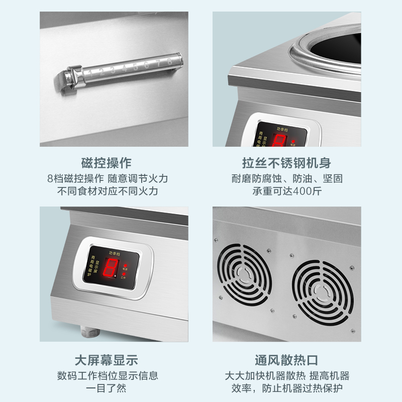 意黛斯(YIDAISI)商用电磁炉 8000W大功率凹面电磁炉 商用电池爆炒炉电磁大锅灶YDS-LCDC-8000ATH高清大图