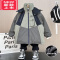 可莉允男童拼接工装外套冬装棉服儿童加绒冲锋衣韩版中大童加厚棉衣夹克