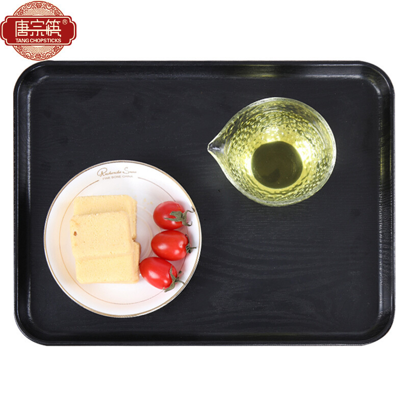 唐宗筷 果盘 干果盘 零食盘 塑料仿木制长方形盘 茶盘茶具38*29cm C6002