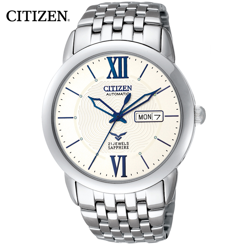 西铁城(CITIZEN)手表 时尚自动机械白盘钢带商务时尚休闲男表NH8260-68AB