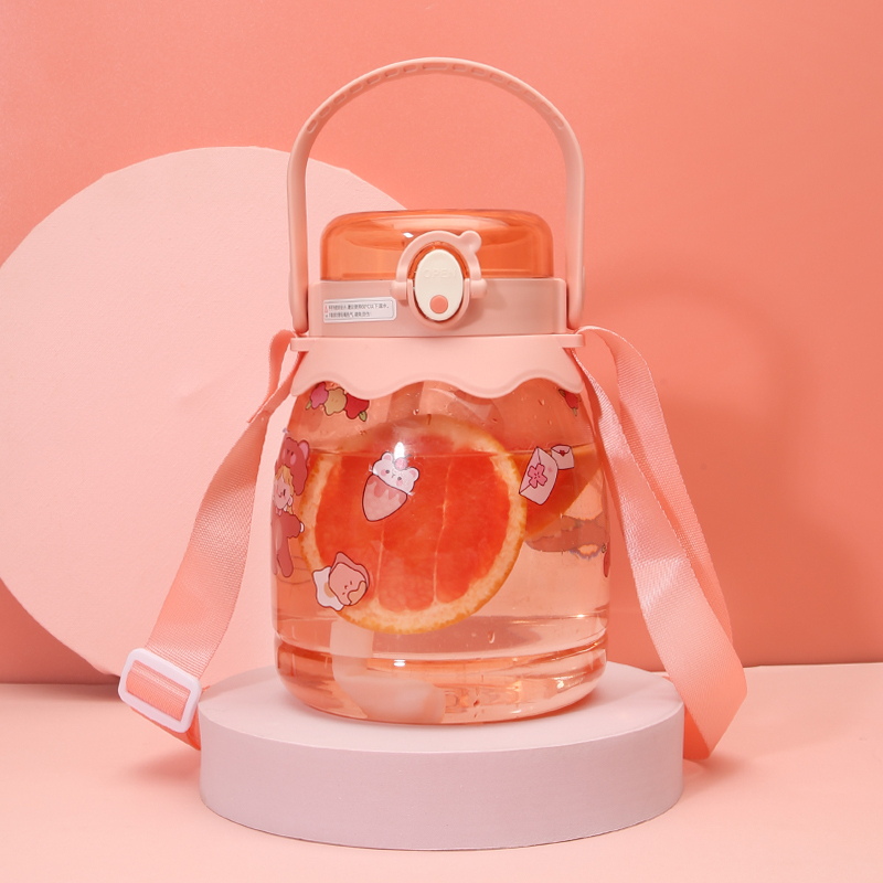 宜品大容量可爱吸管杯大水杯儿童水杯女夏季塑料杯运动水壶网红大肚杯