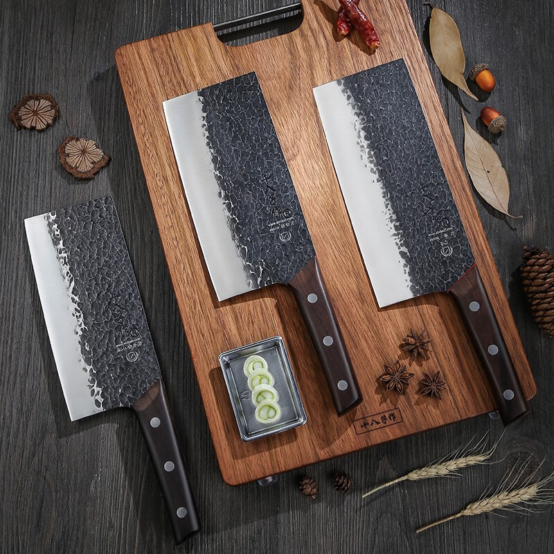 十八子作手工锻打专业厨师刀具 紫檀木菜刀本源2号桑刀S339-S2高清大图