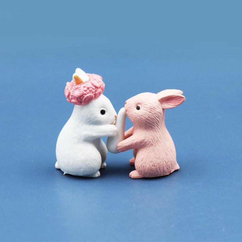 可爱小兔子仿真迷你小动物塑料模型卡通微景观摆件玩偶