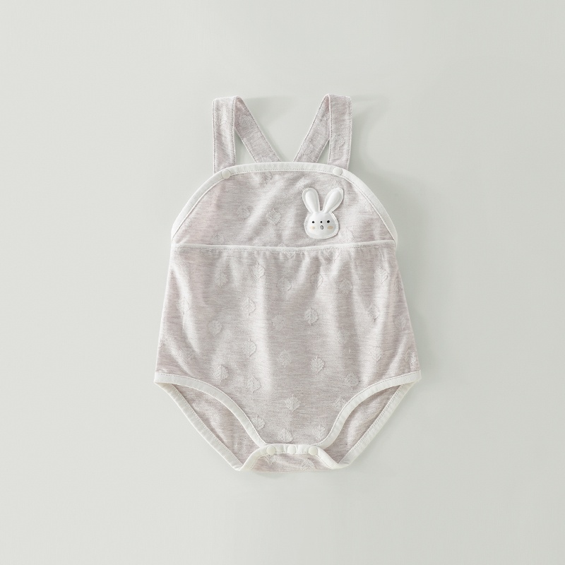 婴儿吊带包屁衣夏季薄款无袖连体衣服婴幼儿夏装可爱宝宝三角哈衣 驼灰 66cm