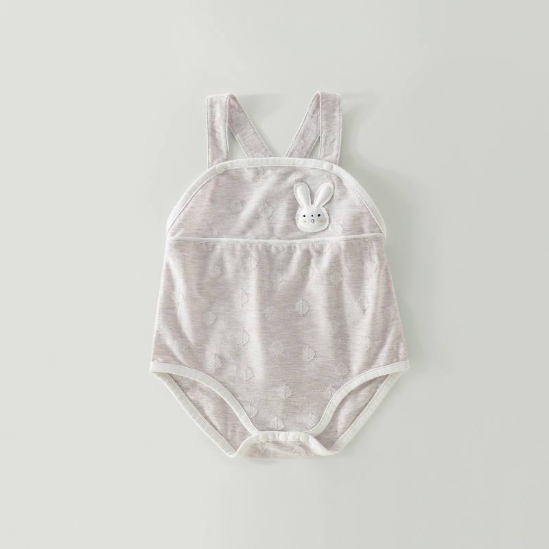 婴儿吊带包屁衣夏季薄款无袖连体衣服婴幼儿夏装可爱宝宝三角哈衣 驼灰 66cm