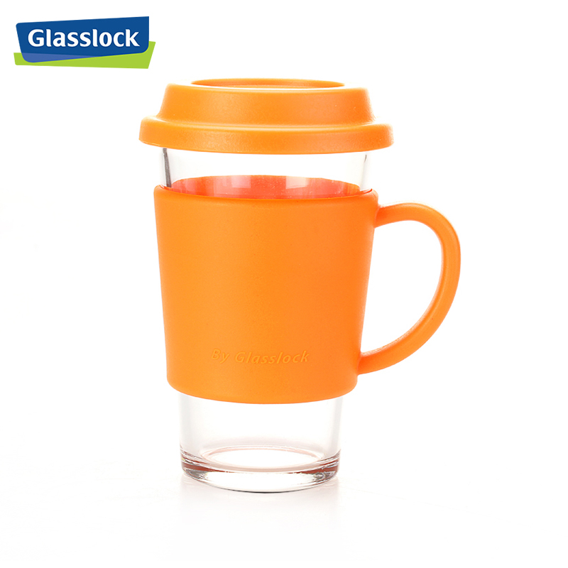 三光云彩(GLASSLOCK) 韩国进口玻璃水杯办公室钢化玻璃耐热茶水杯带把手500ml便携男女学生杯子