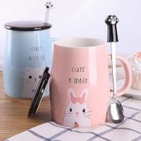 创意可爱陶瓷杯子个性简约牛奶早餐咖啡杯带盖勺马克杯喝水杯成人生活日用水具水壶带盖冷水壶水具水杯家居器皿水具水