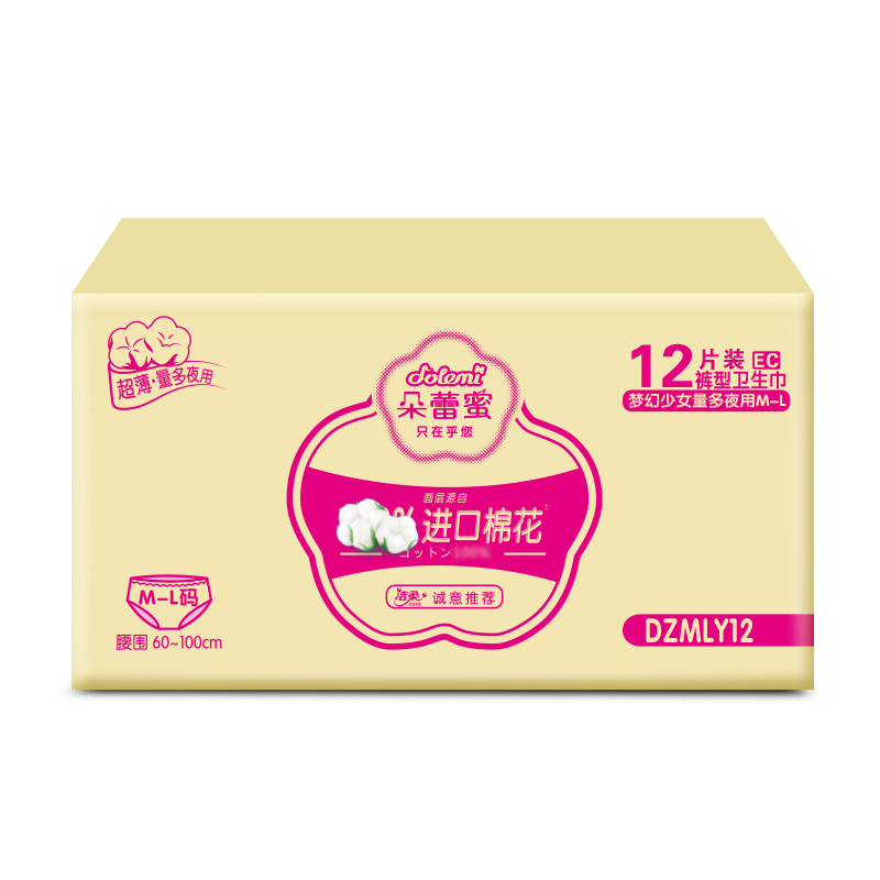 朵蕾蜜 梦幻少女系列 防侧漏夜用安心裤 裤型卫生巾组合装 2片*6包 洁柔出品