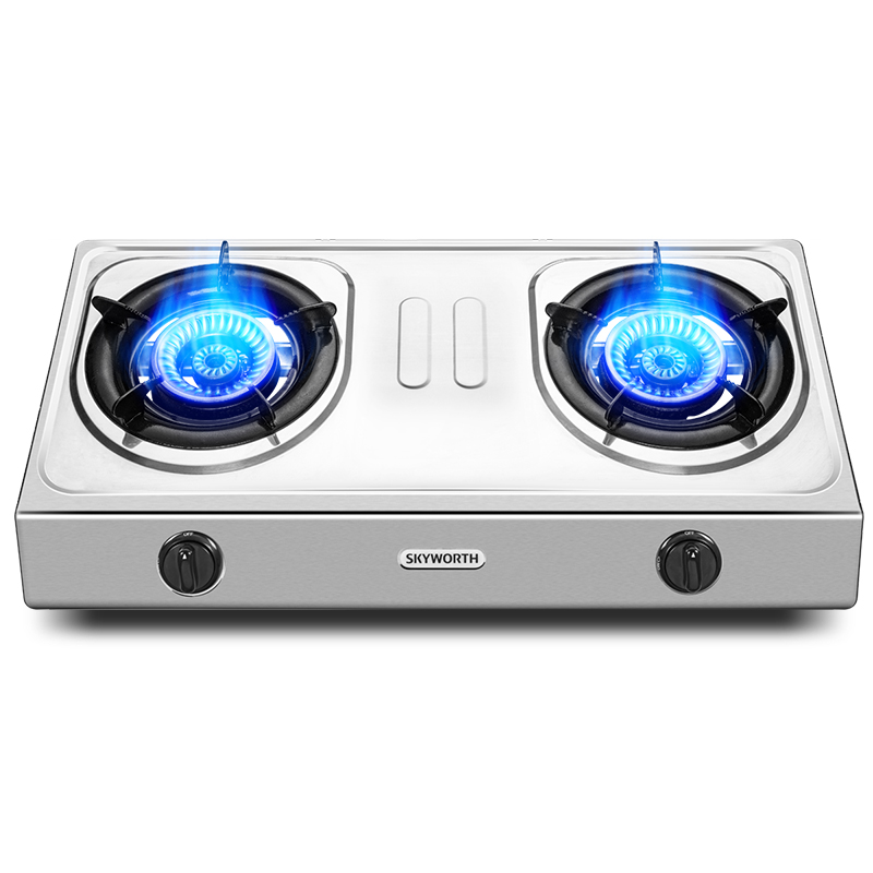创维(skyworth)燃气灶双灶煤气灶台式液化气灶具加厚不锈钢双眼灶具大