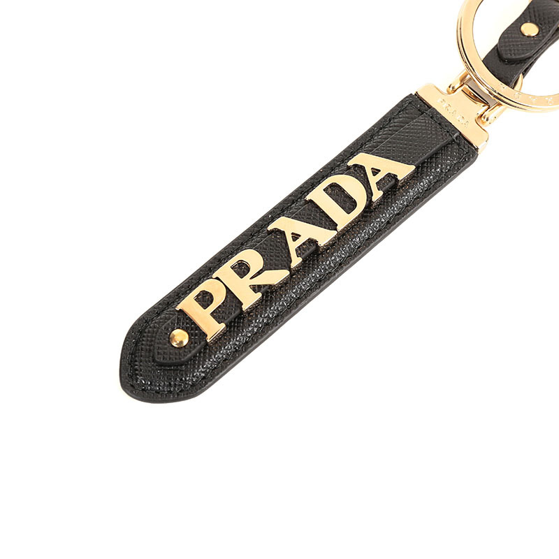 prada普拉达女士金属配皮钥匙扣挂饰1pp067053