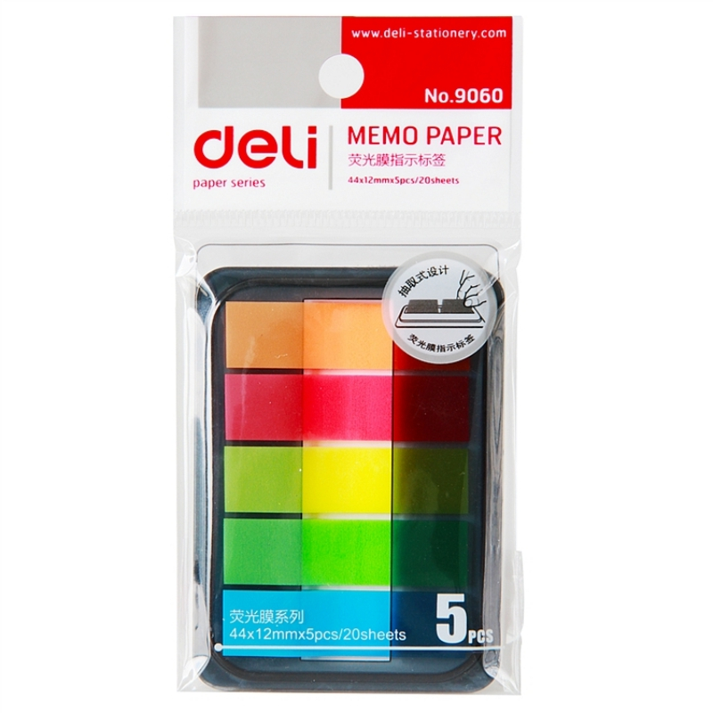 得力(deli) 9060荧光指示标签/便签条/便利贴 10本装