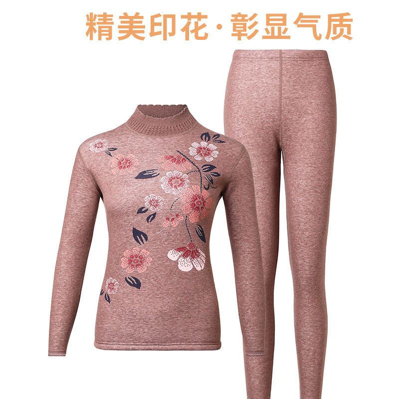 恒源祥保暖内衣男套装加绒加厚印花中老年女士内衣冬季保暖抗寒