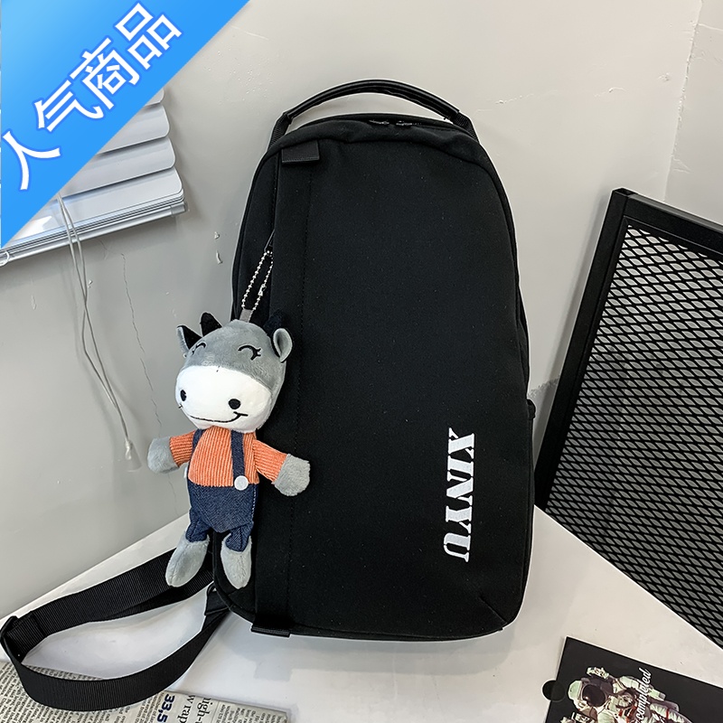 FENGHOU大容量男斜挎包 潮牌休闲胸包11寸平板ipad背包夏季ins帆布单肩包腰包男