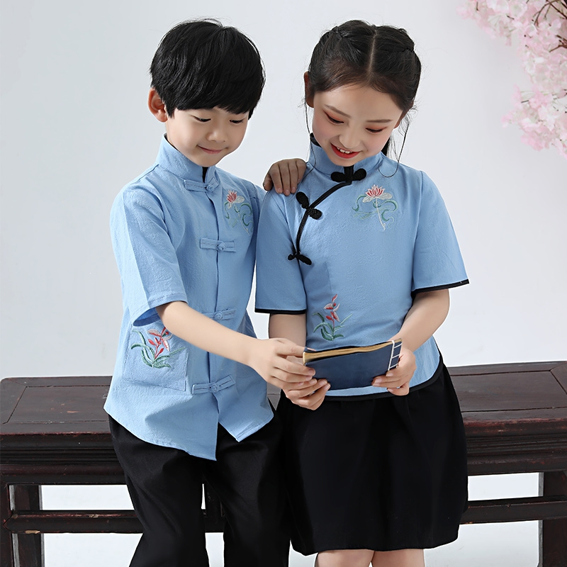 儿童民国学生装中国风咭木咭木jimujimu六一朗诵合唱演出服装女童民国