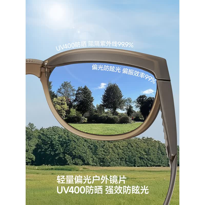 蕉下波士顿框折叠近视墨镜FD011灰粽高清大图