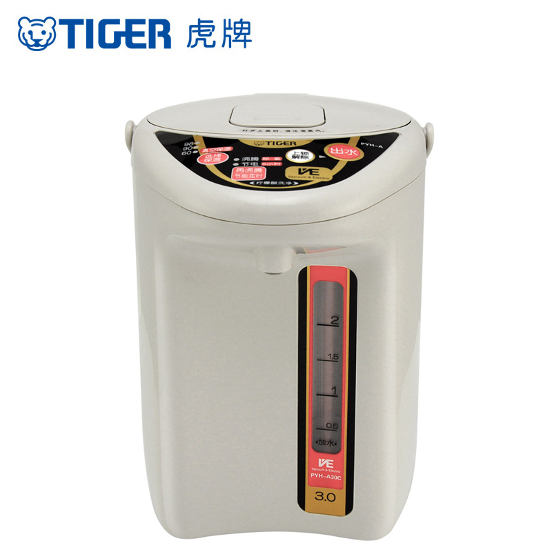 虎牌(Tiger)电热水瓶PYH-A30C VE真空 不锈钢内胆进口温控器 自动去氯节能定时3+1段保温电水壶 3L容量